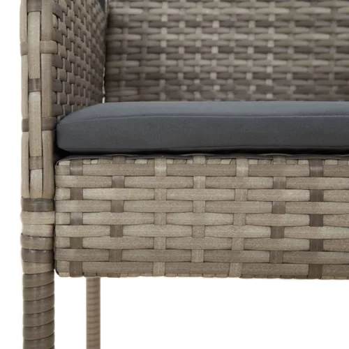  2 db szürke polyrattan kerti szék párnával