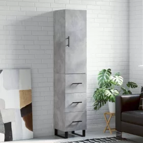  betonszürke szerelt fa magasszekrény 34,5x34x180 cm