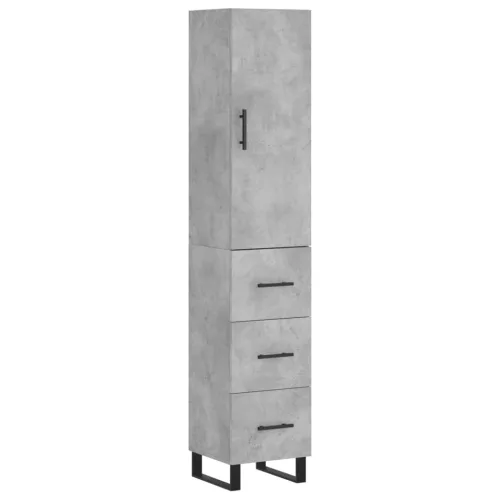  betonszürke szerelt fa magasszekrény 34,5x34x180 cm