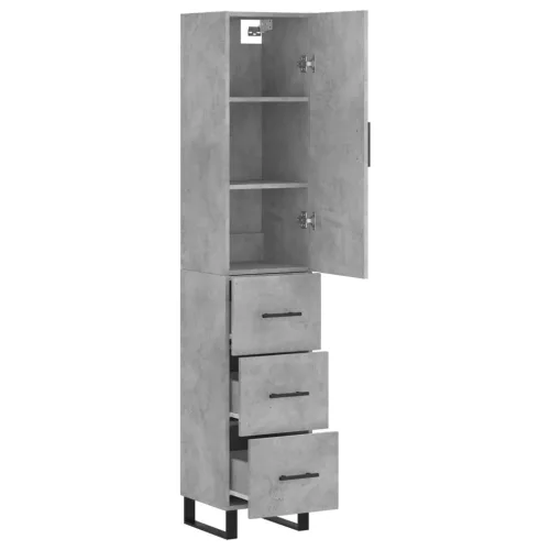  betonszürke szerelt fa magasszekrény 34,5x34x180 cm