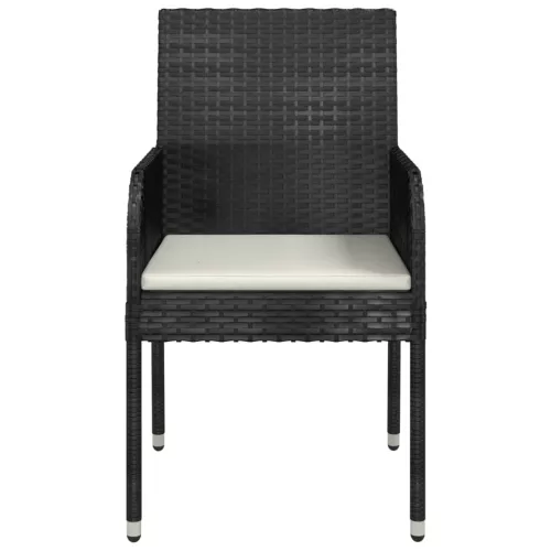  4 db fekete polyrattan kerti szék párnával