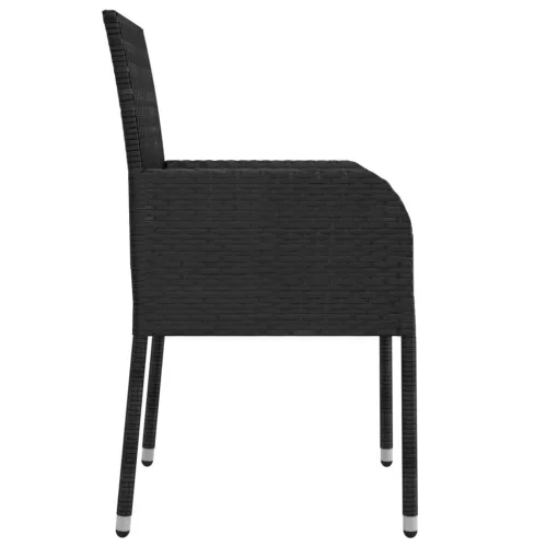  4 db fekete polyrattan kerti szék párnával