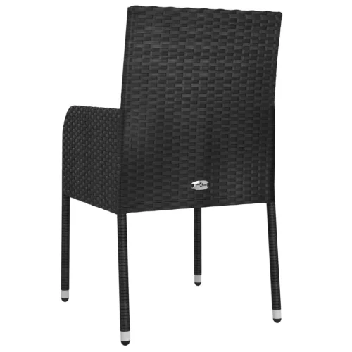  4 db fekete polyrattan kerti szék párnával
