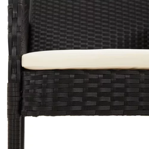  4 db fekete polyrattan kerti szék párnával