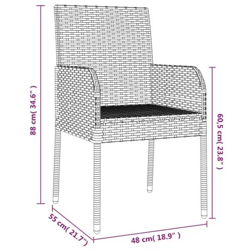  4 db fekete polyrattan kerti szék párnával