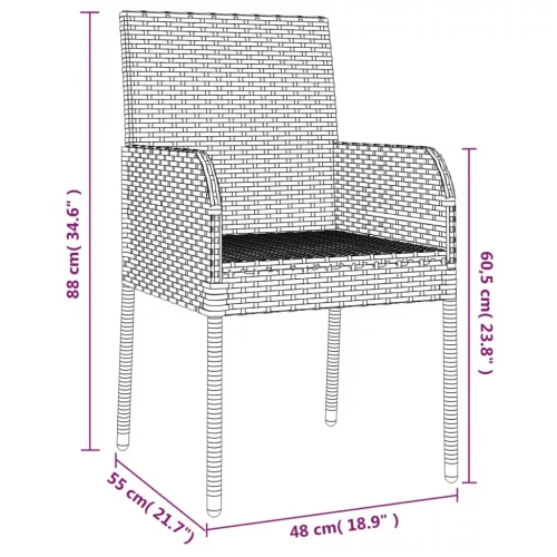  4 db szürke polyrattan kerti szék párnával