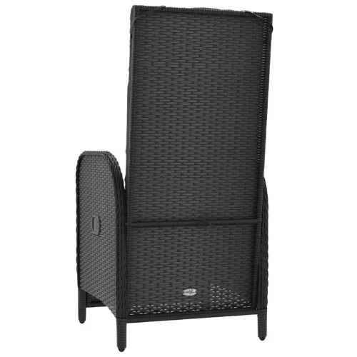  2 db fekete polyrattan dönthető kültéri szék párnával