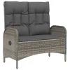  szürke polyrattan dönthető kerti pad párnákkal 107 cm