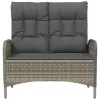  szürke polyrattan dönthető kerti pad párnákkal 107 cm