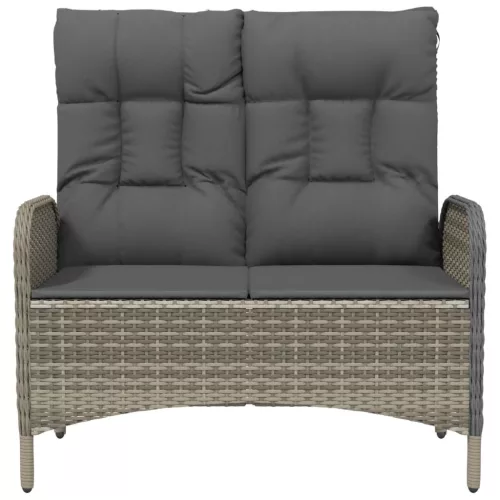  szürke polyrattan dönthető kerti pad párnákkal 107 cm