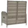  szürke polyrattan dönthető kerti pad párnákkal 107 cm