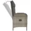  szürke polyrattan dönthető kerti pad párnákkal 107 cm