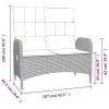  szürke polyrattan dönthető kerti pad párnákkal 107 cm