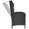 fekete polyrattan dönthető kerti pad párnákkal 107 cm