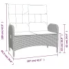  fekete polyrattan dönthető kerti pad párnákkal 107 cm