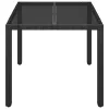  fekete polyrattan üveglapos kerti asztal 90 x 90 x 75 cm
