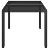  fekete polyrattan üveglapos kerti asztal 90 x 90 x 75 cm