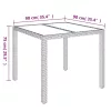  fekete polyrattan üveglapos kerti asztal 90 x 90 x 75 cm