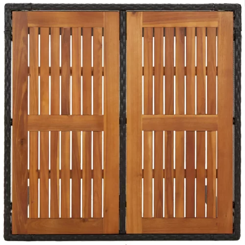  fekete polyrattan falapos kerti asztal 90 x 90 x 75 cm