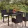 fekete polyrattan üveglapos kerti asztal 150 x 90 x 75 cm