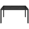  fekete polyrattan üveglapos kerti asztal 150 x 90 x 75 cm