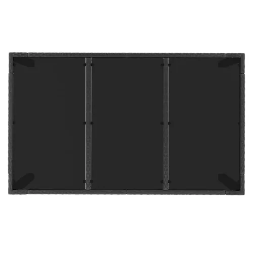  fekete polyrattan üveglapos kerti asztal 150 x 90 x 75 cm