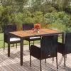 fekete polyrattan falapos kerti asztal 150 x 90 x 75 cm