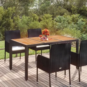  fekete polyrattan falapos kerti asztal 150 x 90 x 75 cm