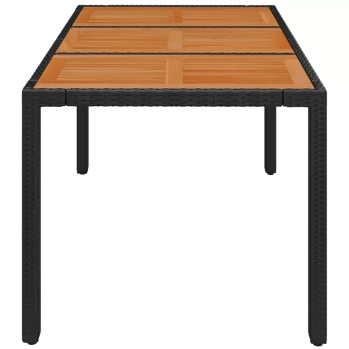  fekete polyrattan falapos kerti asztal 150 x 90 x 75 cm