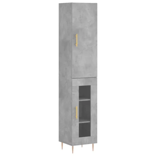  betonszürke szerelt fa magasszekrény 34,5x34x180 cm