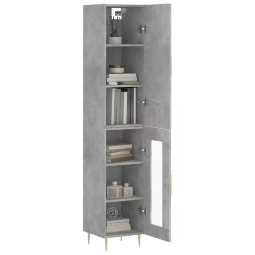  betonszürke szerelt fa magasszekrény 34,5x34x180 cm