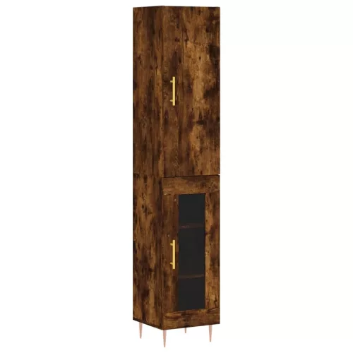  füstös tölgy színű szerelt fa magasszekrény 34,5x34x180 cm