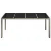  szürke polyrattan üveglapos kerti asztal 190 x 90 x 75 cm