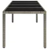  szürke polyrattan üveglapos kerti asztal 190 x 90 x 75 cm
