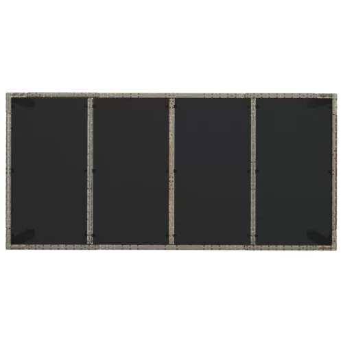  szürke polyrattan üveglapos kerti asztal 190 x 90 x 75 cm