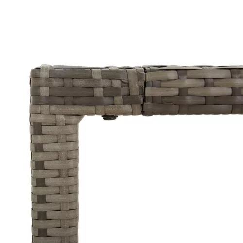  szürke polyrattan üveglapos kerti asztal 190 x 90 x 75 cm