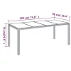  szürke polyrattan üveglapos kerti asztal 190 x 90 x 75 cm