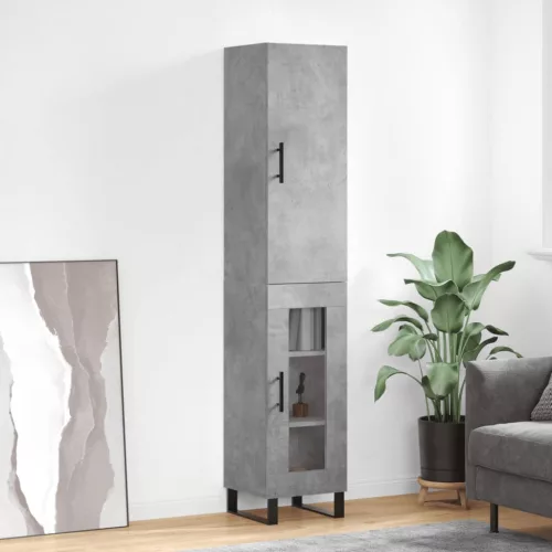  betonszürke szerelt fa magasszekrény 34,5x34x180 cm