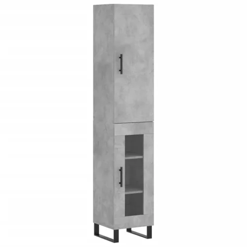  betonszürke szerelt fa magasszekrény 34,5x34x180 cm