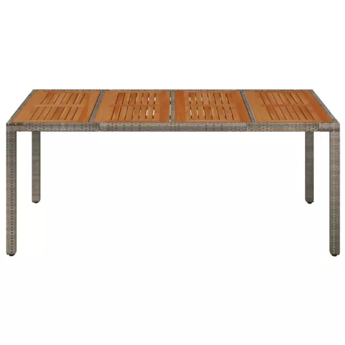  szürke polyrattan falapos kerti asztal 190 x 90 x 75 cm