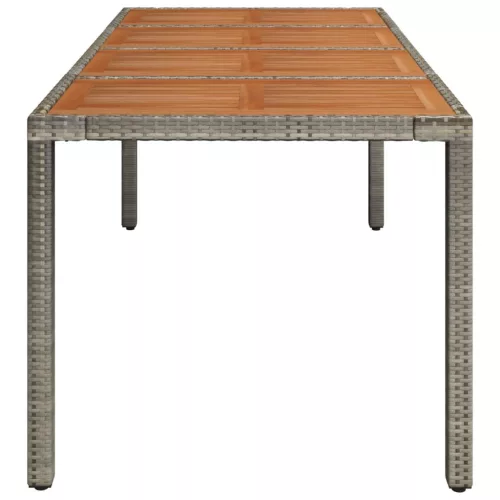  szürke polyrattan falapos kerti asztal 190 x 90 x 75 cm