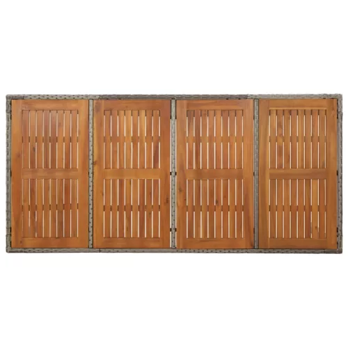  szürke polyrattan falapos kerti asztal 190 x 90 x 75 cm