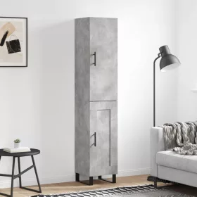  betonszürke szerelt fa magasszekrény 34,5x34x180 cm