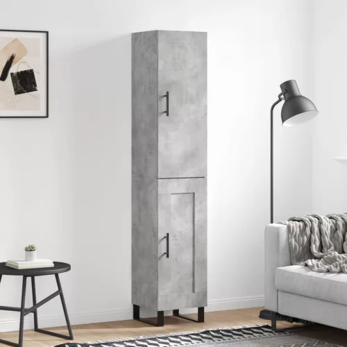  betonszürke szerelt fa magasszekrény 34,5x34x180 cm