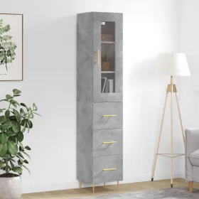  betonszürke szerelt fa magasszekrény 34,5x34x180 cm