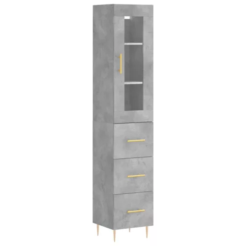  betonszürke szerelt fa magasszekrény 34,5x34x180 cm