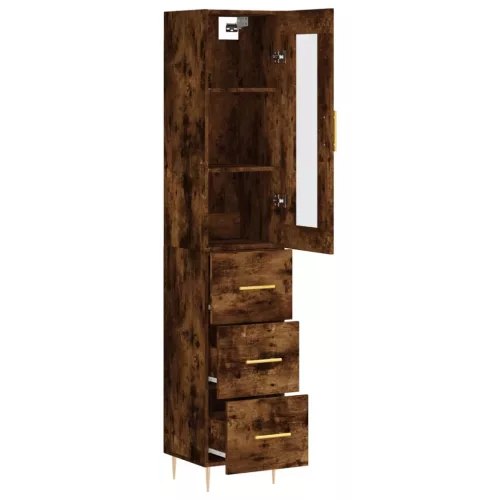  füstös tölgy színű szerelt fa magasszekrény 34,5x34x180 cm