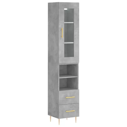  betonszürke szerelt fa magasszekrény 34,5x34x180 cm