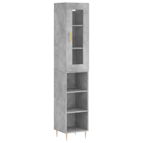  betonszürke szerelt fa magasszekrény 34,5x34x180 cm