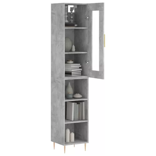 betonszürke szerelt fa magasszekrény 34,5x34x180 cm